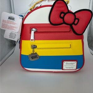 Loungefly Hello Kitty Striped Mini Backpack in Red, Yellow, Blue, White